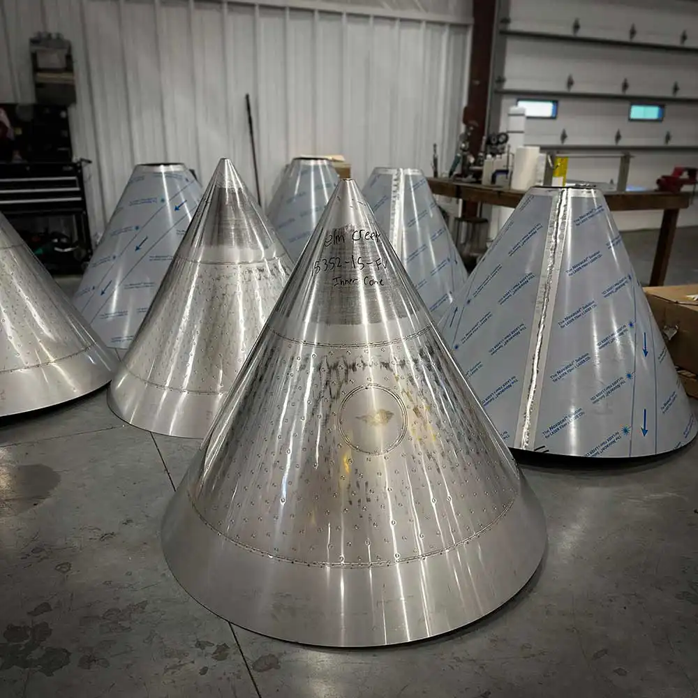 stainless steel cones for a head or a bottom multiple sizes Quality Tank Solutions Marshfield custom stainless steel manufacturing