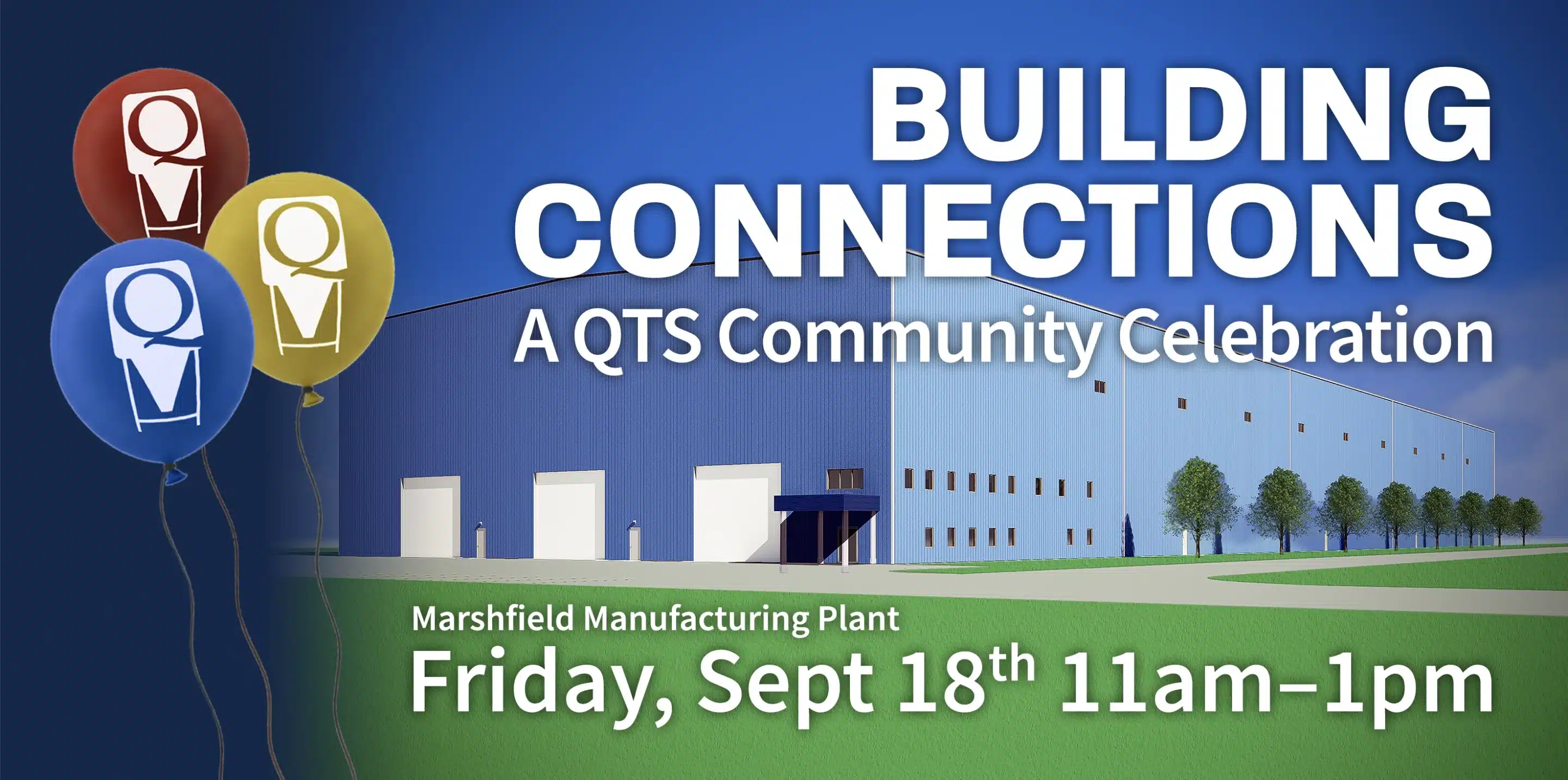 Rendering-connections-balloons-RYB Building Connections QTS Quality Tank Solutions Community event with balloons Plant 3 The Silo Project Rendering Stainless Steel Manufacturing and Fabrication
