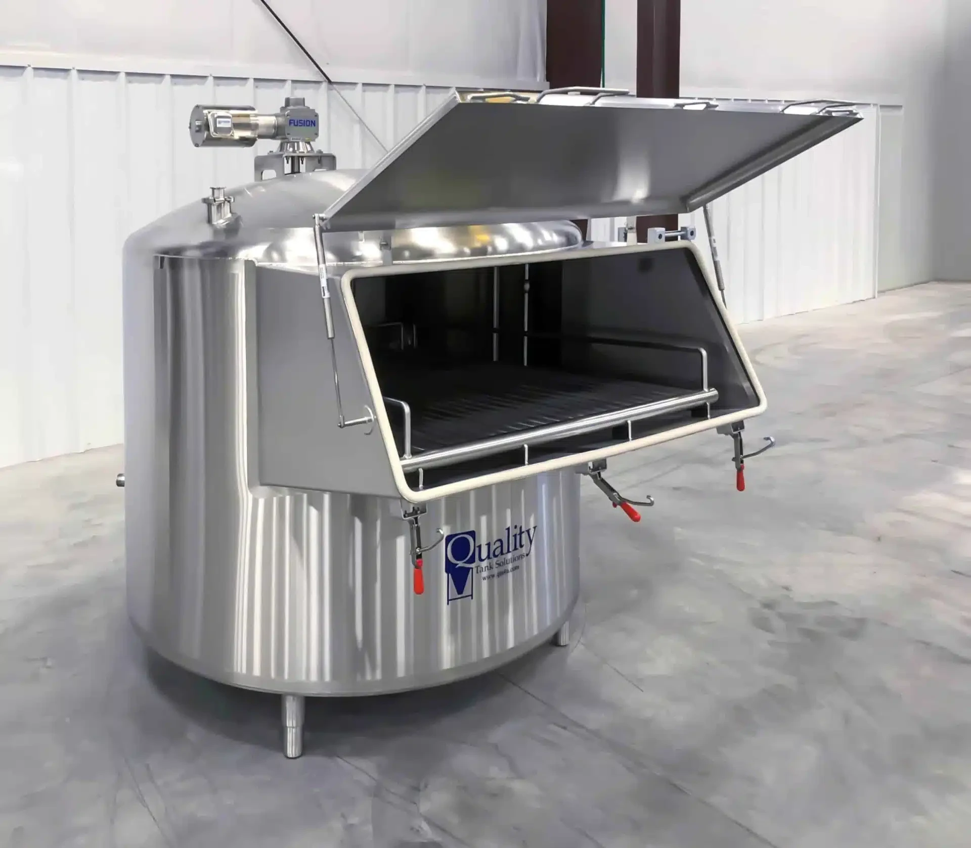 QTS Melt Tanks cover open stainless steel round rectangle sanitary melting