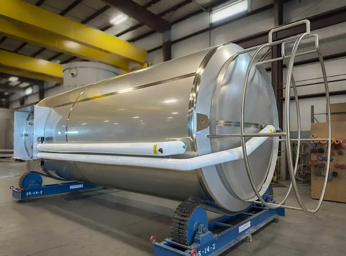 stainless steel silo with alcove and safety ladder