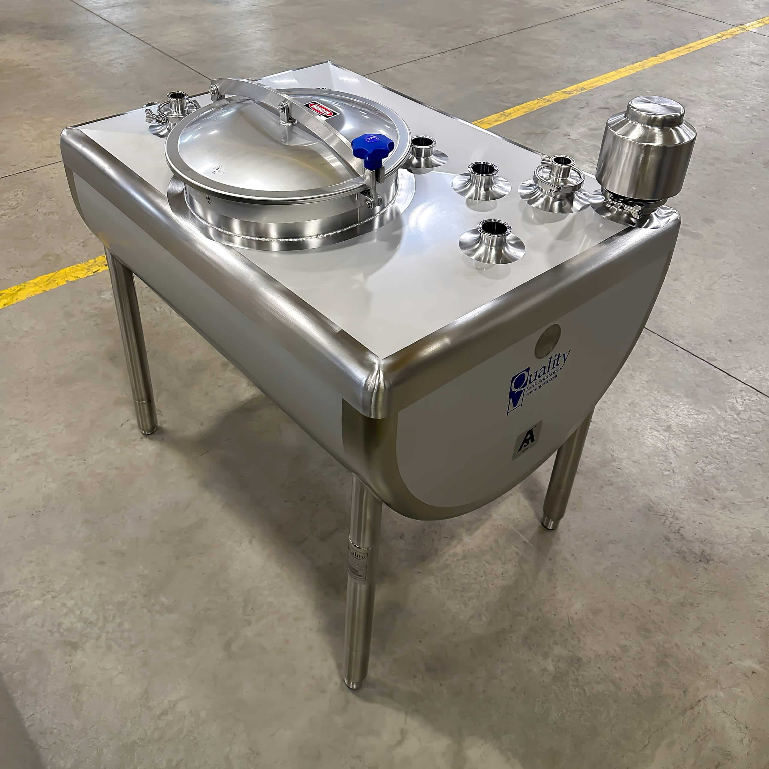 shroud vented shrouded on stainless steel tank 3-A